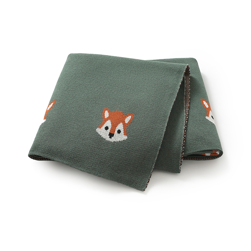 Baby Boy Nursery Quilt - Couverture Bébé en Coton Tricotée Motif