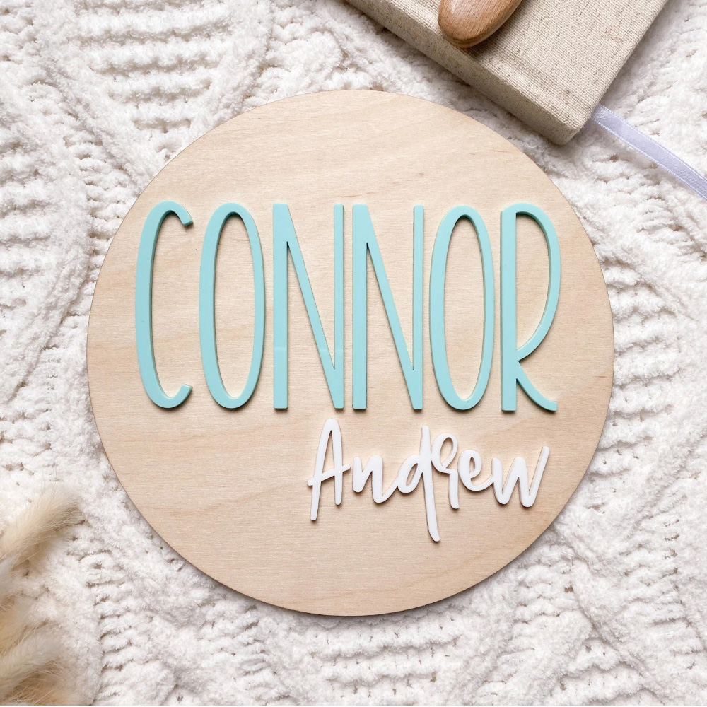 Baby Nursery Decorations - Plaque d'annonce de naissance personnalisée –
