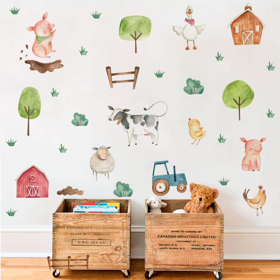 Baby Nursery Package - Boho aquarelle mignon animaux de ferme