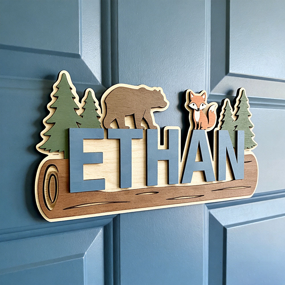 Baby Nursery Decorations - Plaque en bois personnalisée avec nom,
