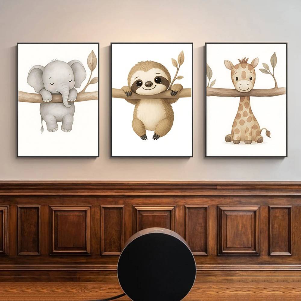 Baby Nursery Wallpaper Neutral - Affiches murales neutres style bohème safari