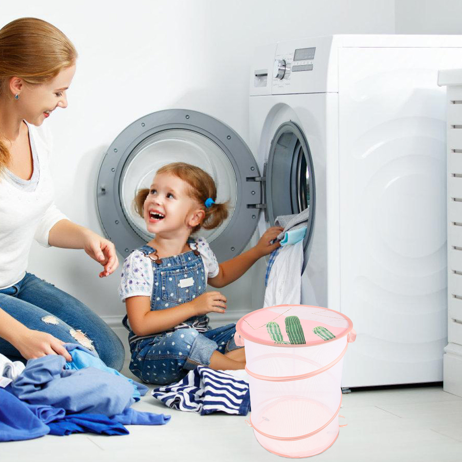 Laundry Hamper Nursery - Panier à linge en maille polyester