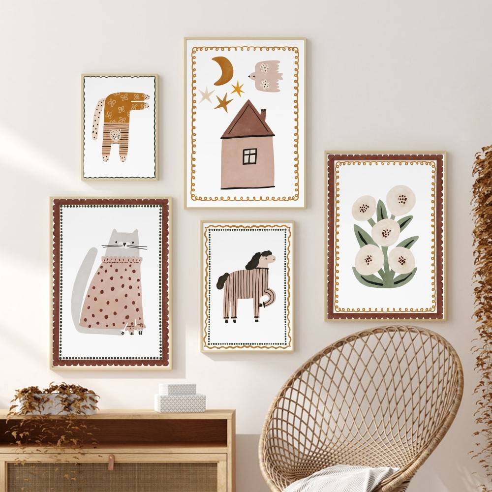 Baby Nursery Wallpaper Neutral - Affiche murale neutre style bohème pour