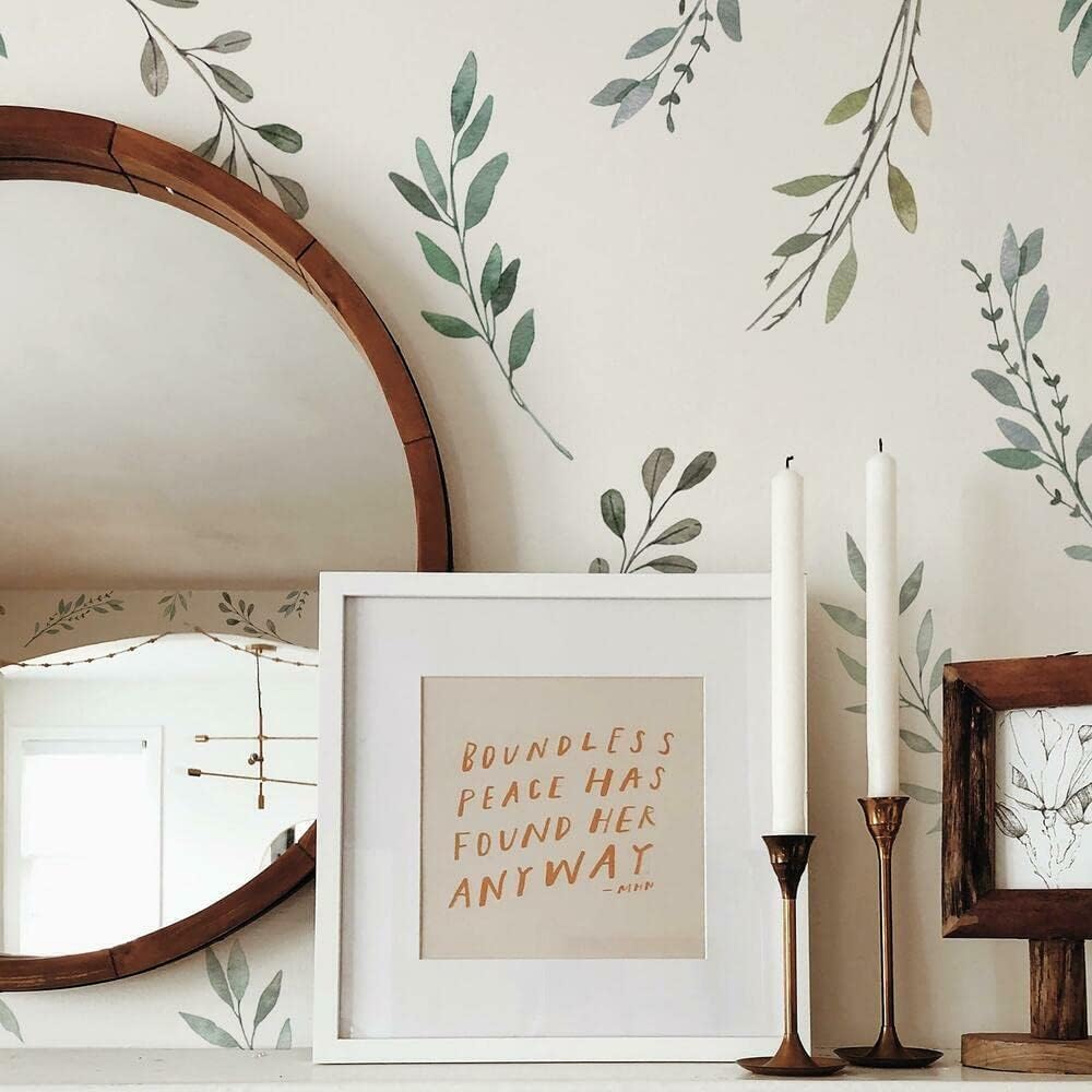 Baby Nursery Plants - Autocollant mural d'interconnexion rustique, feuilles de